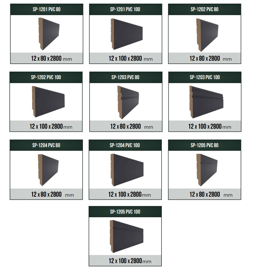 PVC süpürgelik profilleri 12 x 80 ve 12 x 100 ölçü seçenekleri